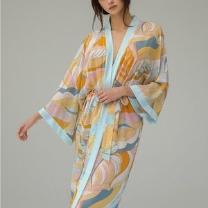 Long Pastel Semi-Sheer Chiffon Kimono Robe